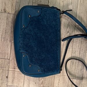 Coach Blue Leather & Shearling Crossbody Bag